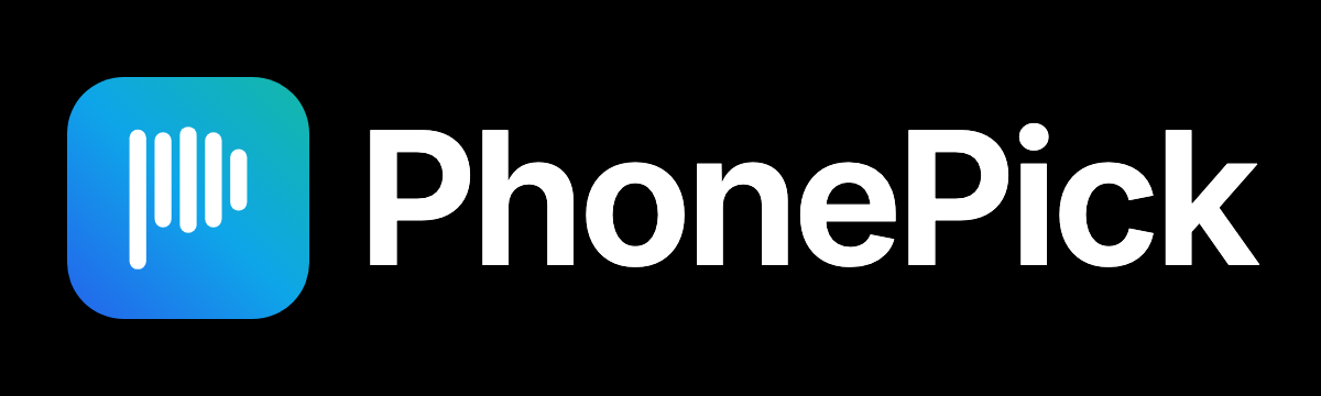 PhonePick logo on a dark background